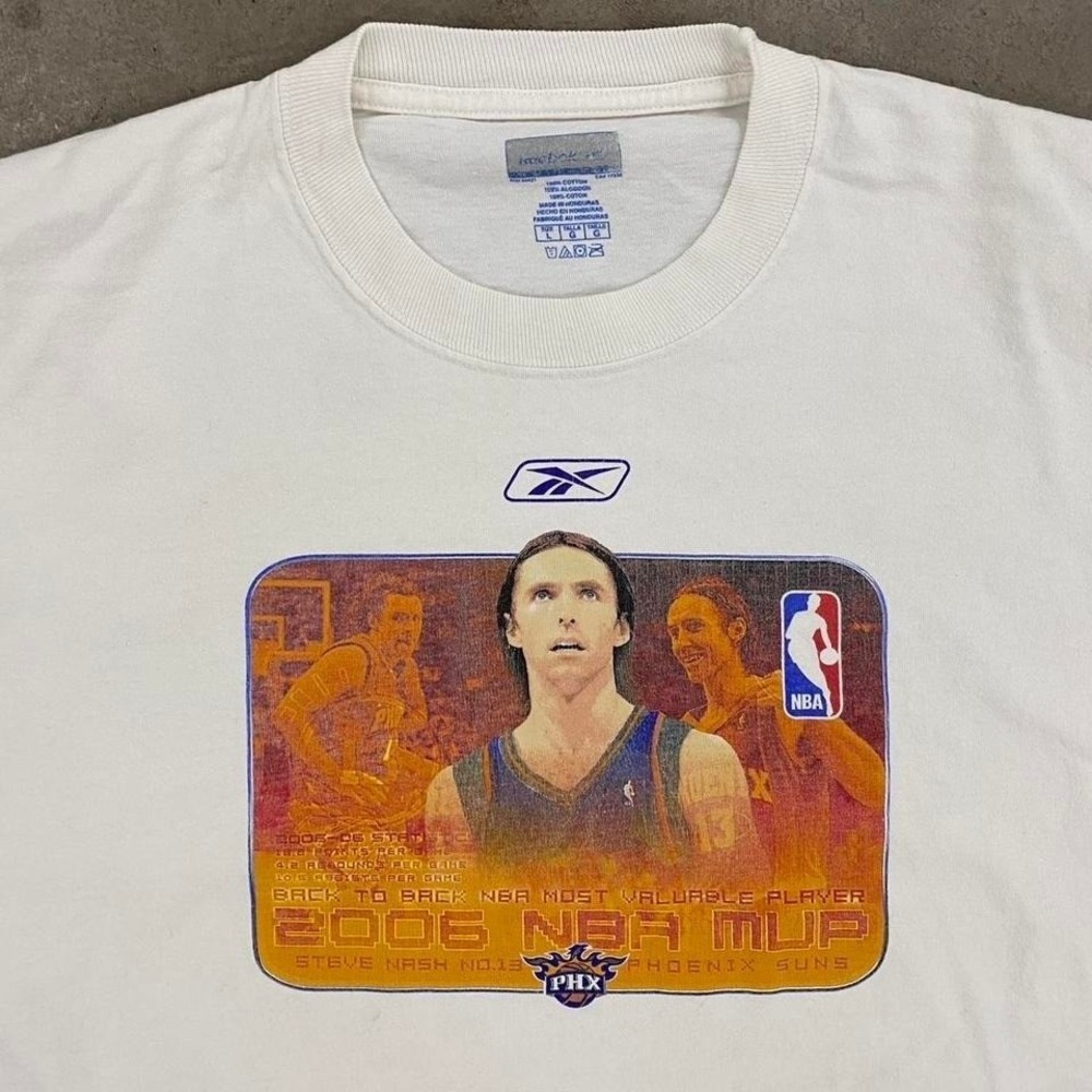 Vintage Phoenix Suns Steve Nash 2006 NBA MVP Reebok Player T-Shirt Size L